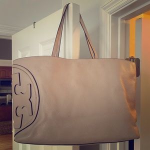 Tory Burch All T East West Light Pink Leather Tote